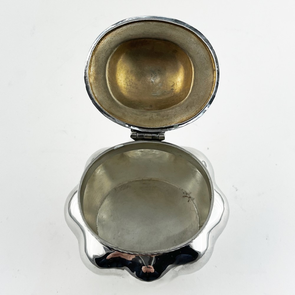 Edwardian Sterling Silver Tea Caddy with Bulbous Oval Fluted Body View III
