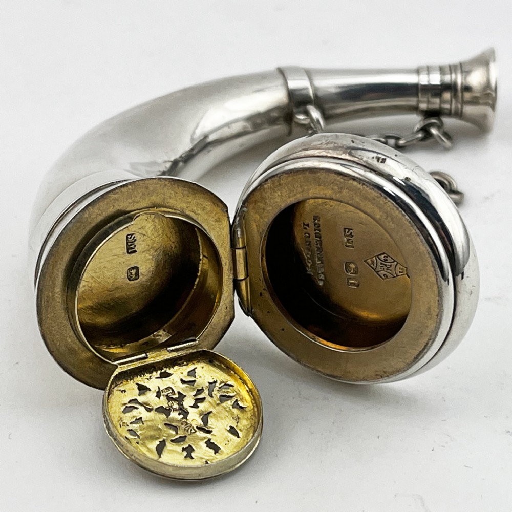 Sampson Mordan & Co Hunting Horn Vinaigrette or Scent Bottle View III