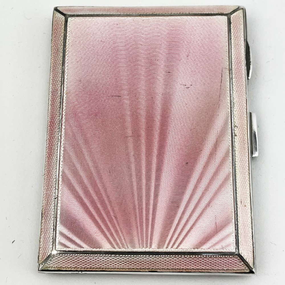 Pink Enamel Sterling Silver Card or Cheroot Case