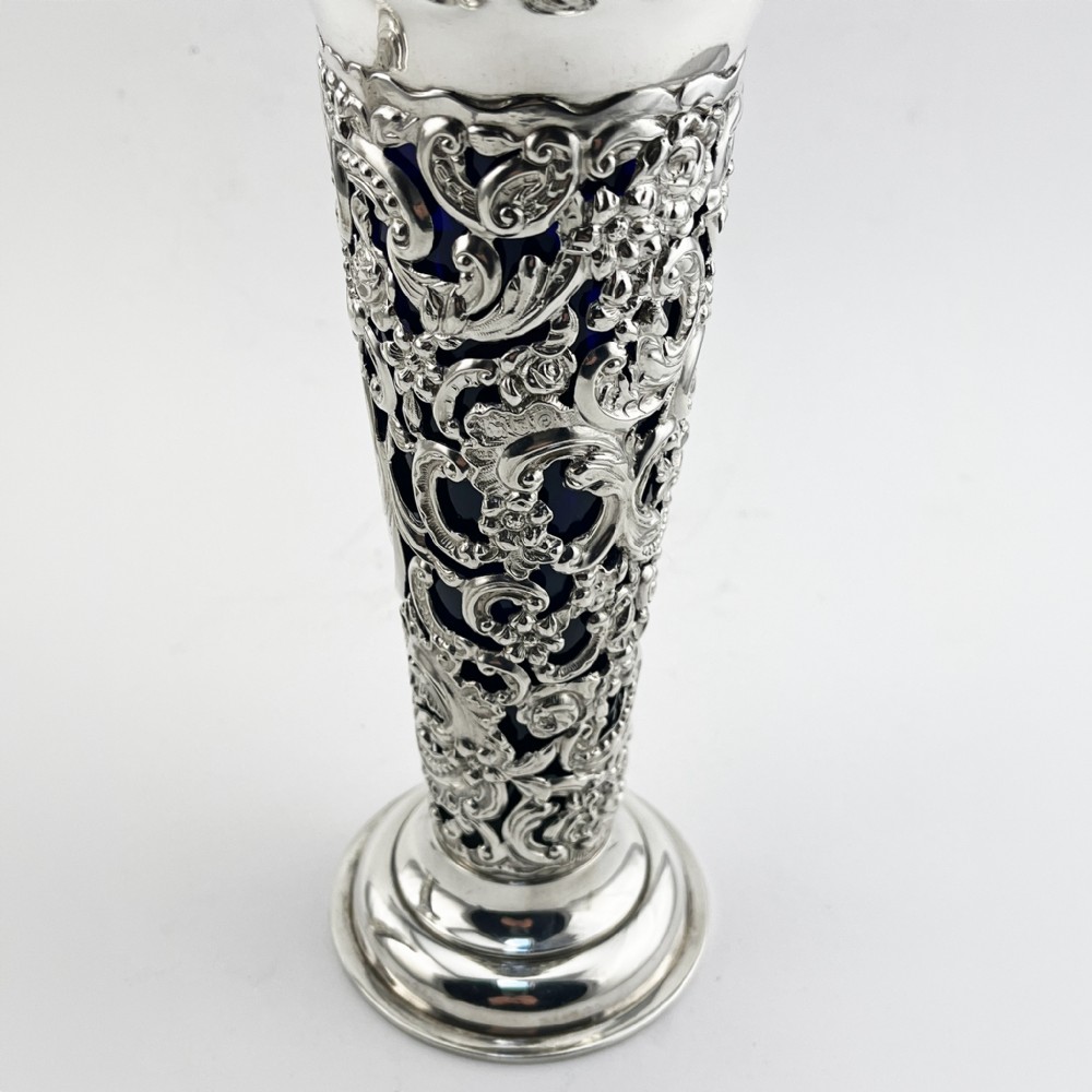 Pair of Decorative Late Victorian Sterling Silver Vases View III