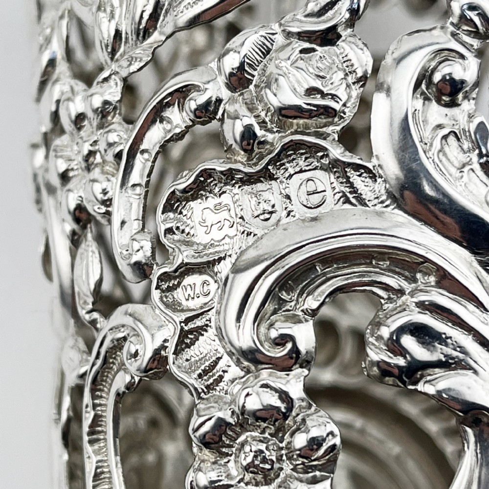 Pair of Decorative Late Victorian Sterling Silver Vases View V