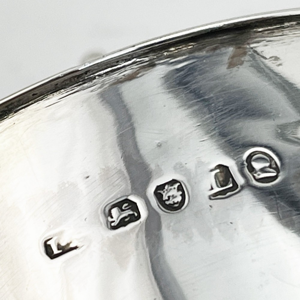 A Georgian sterling silver bachelor teapot featuring a cylindrical drum body, straight spout, and dark wooden handle and finial. View VIII