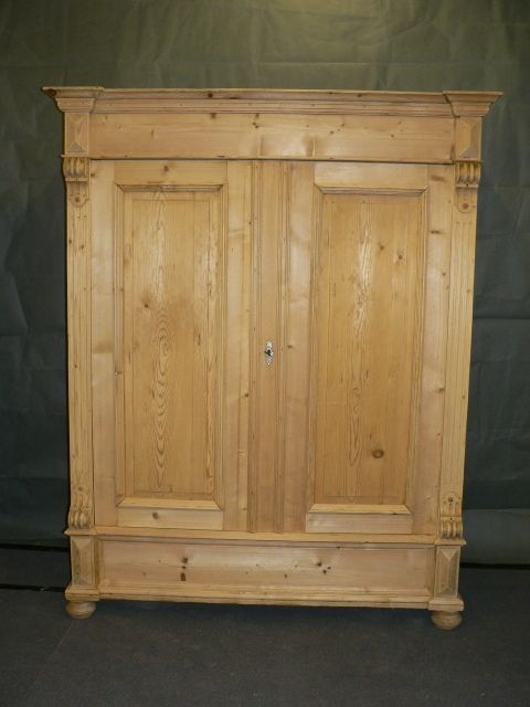 Large Antique Pine Double Wardrobe