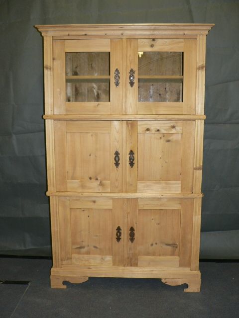 Partly Glazed Antique Pine Storage Cupboard