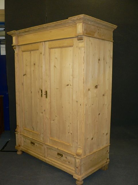 Large Antique Pine Wardrobe with 2 Bottom Drawers. Dismantles.