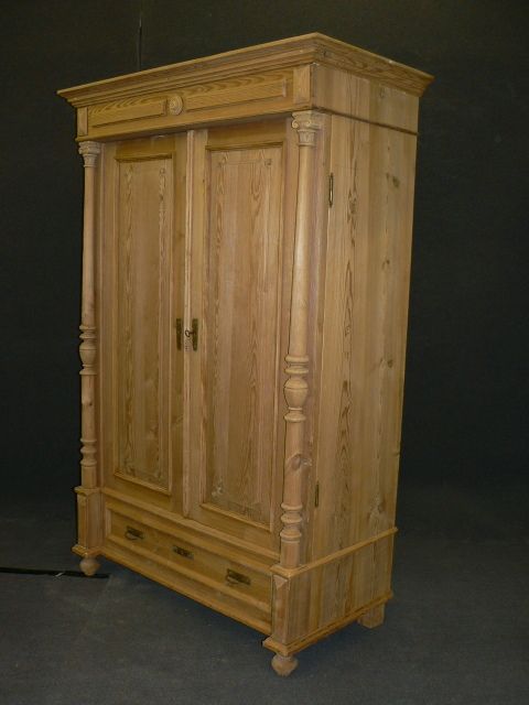 Antique Pine Wardrobe with a Bottom Drawer