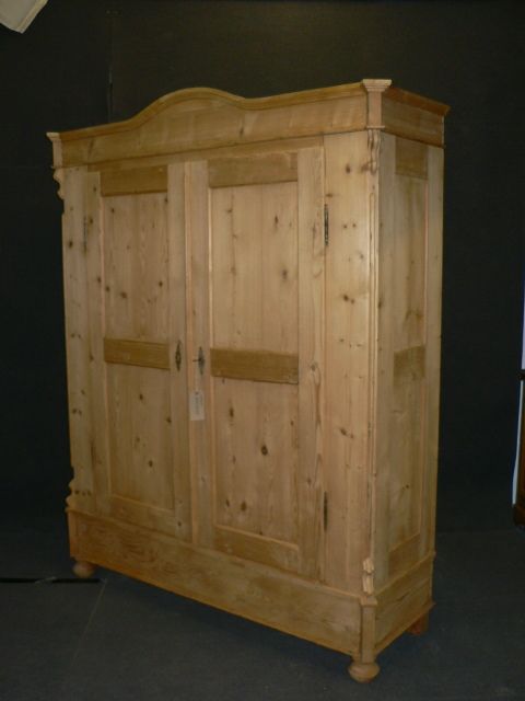Large Antique Pine Wardrobe with Arched Top