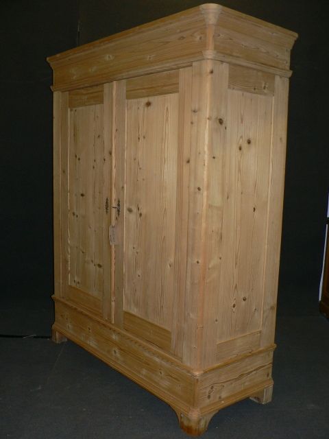 Large Antique Pine Double Wardrobe Which Dismantles.