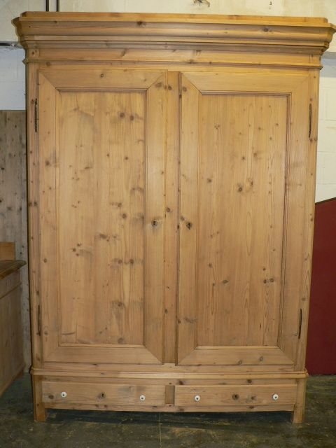 Large French Antique Pine Wardrobe.