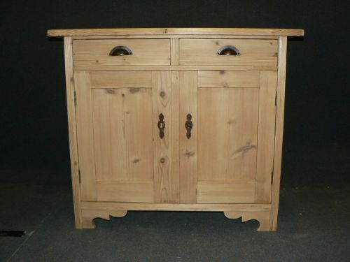 Small Antique Pine Cupboard with 2 Drawers