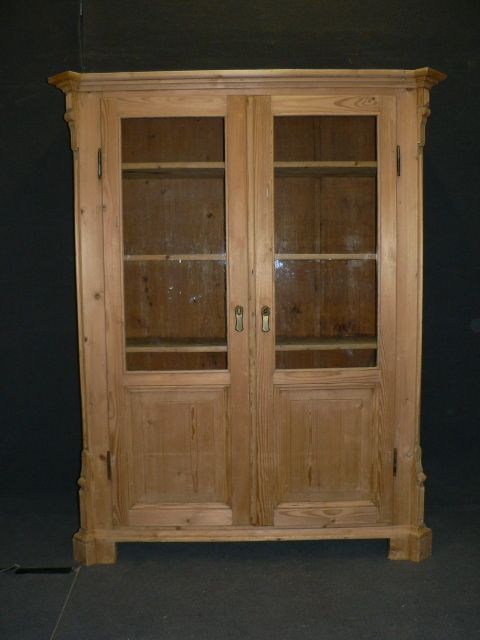 Large Antique Pine Glazed Cupboard