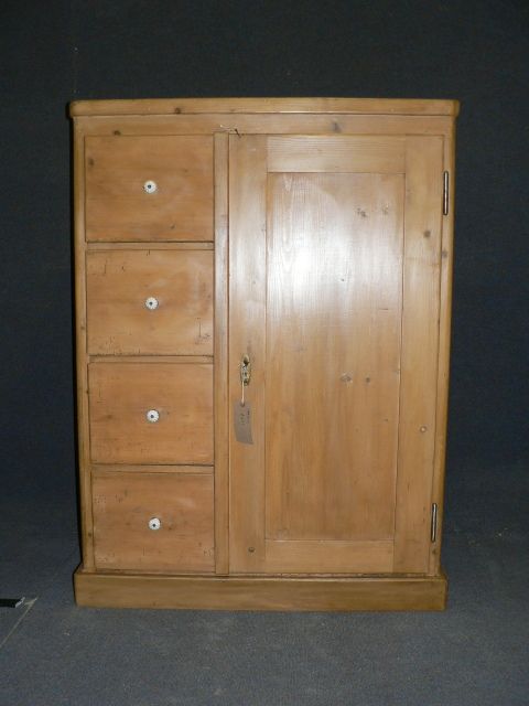 Antique Pine Larder Cupboard with Drawers.