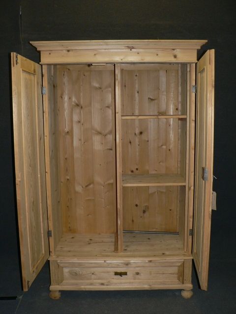 fig 1. Small one piece antique pine wardrobe.