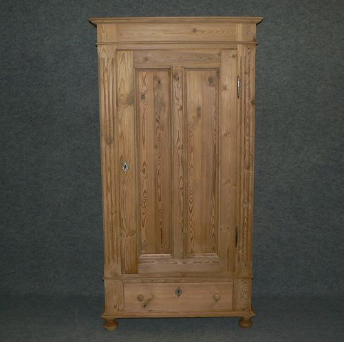 Large Antique Pine Cupboard with Shelves and a Bottom Drawer
