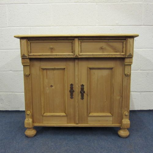 Small Antique Pine Cupboard with 2 Drawers