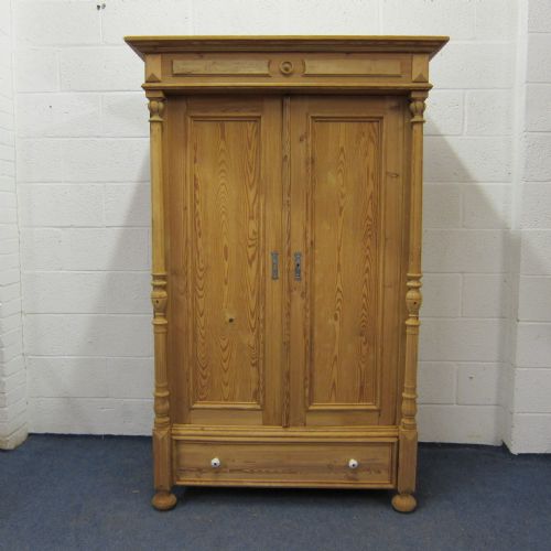 Small One Piece Antique Pine Wardrobe