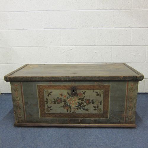 Large Antique Pine Painted Blanket Box