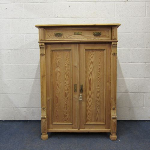Tall Antique Pine Cupboard with Top Drawer