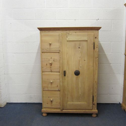 Large Antique Pine Larder Cupboard 4 Drawers