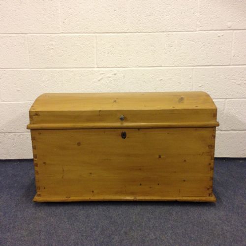 Antique Pine Dome Treasure Chest