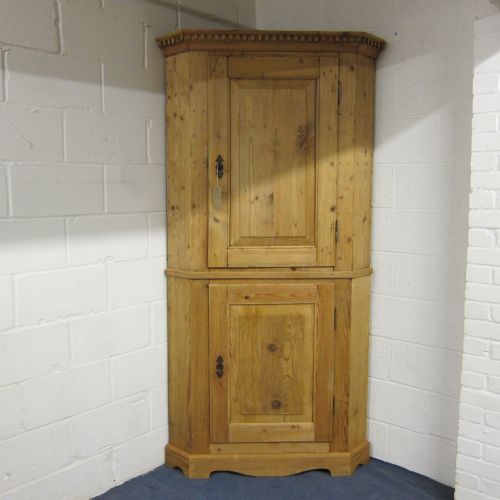 Large Antique Pine Corner Cupboard.
