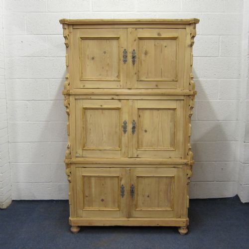Antique Pine Campaign Cupboard