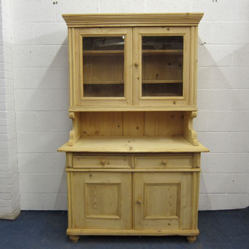 Large Partly Glazed Antique Pine Dresser