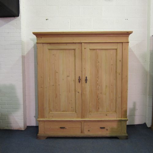 Large Shallow Antique Pine Knock Down Wardrobe