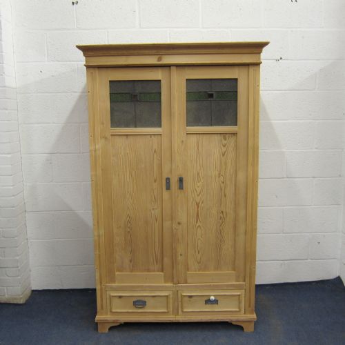 Antique Pine Wardrobe (Partly Glazed)