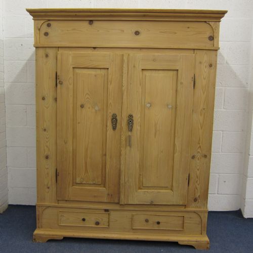 Large Old Pine Wardrobe with 2 Bottom Drawers - Dismantles