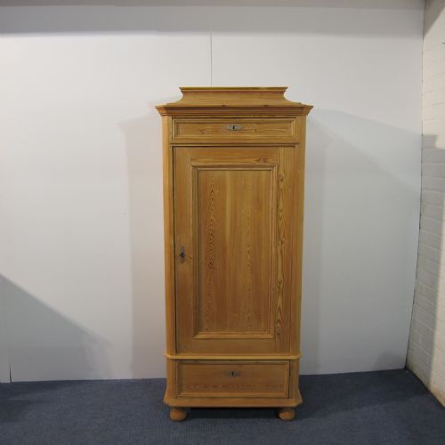 Tall Slim Danish Antique Pine 'Tea Caddy' Top Cupboard