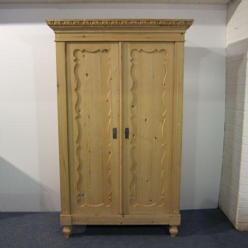 Large Shallow Antique Pine Children's Wardrobe / Cupboard - Dismantles