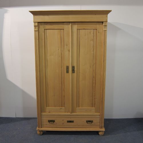 Small Antique Pine Wardrobe with a Bottom Drawer