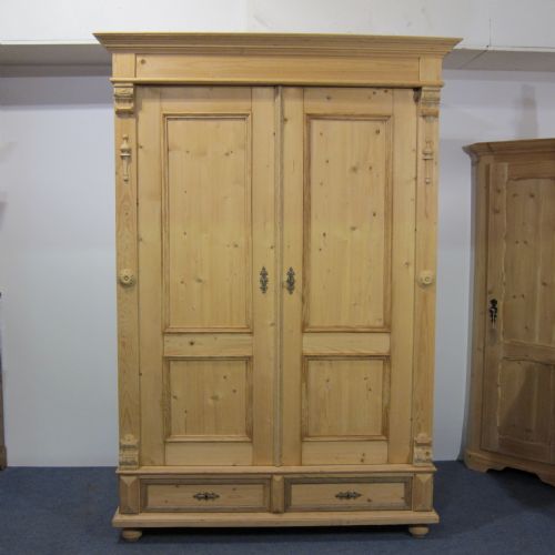 Antique Pine Wardrobe - 2 Drawers - Dismantles