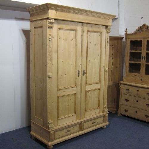 fig 1. Antique pine wardrobe - 2 drawers - dismantles