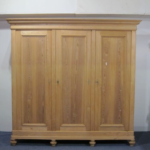 Very Large Triple Antique Pine Wardrobe