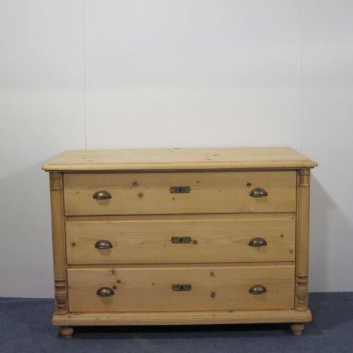 Large 3 Drawer Antique Pine Chest of Drawers