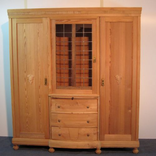 Large Old Pine Wardrobe & Drawers Unit
