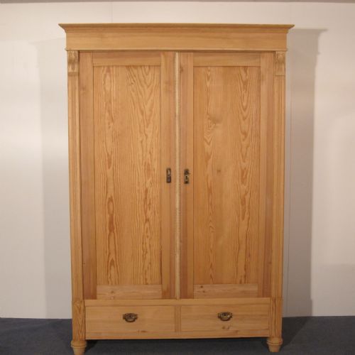 Large Old Pine Wardrobe with 2 Drawers