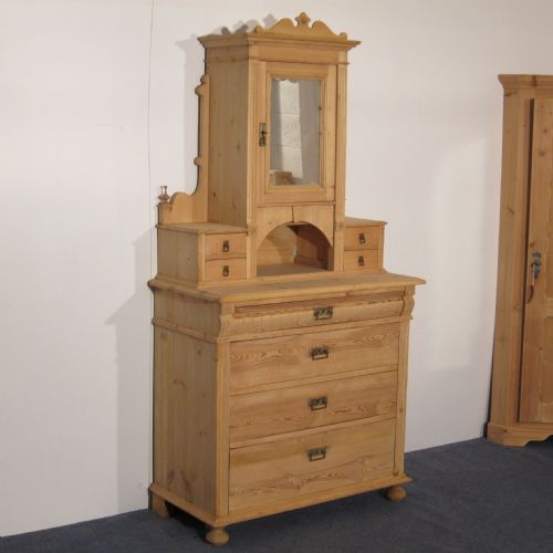 fig 1. Splendid Danish antique dressing chest with a mirrored cupboard C.1920'S
