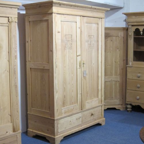 fig 1. 1920's German pine wardrobe with drawers