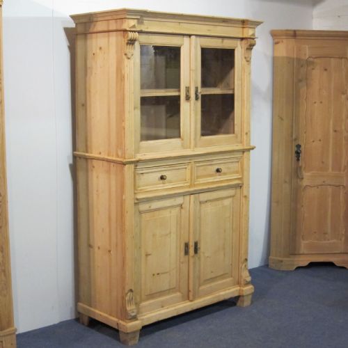 fig 1. Antique pine part glazed cabinet C.1920