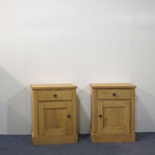 Antique Pine Pair of Bedside Cupboards - Short and Wide. Circa 1930'S