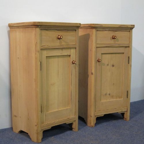 Pair of Antique Pine Glass Top Bedside Cupboards - Circa 1930'S