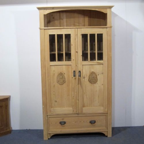 Antique Pine Bookcase Cabinet C.1920