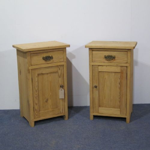 A Lovely Pair of Antique Bedside Cupboards with Original Ornate Handles