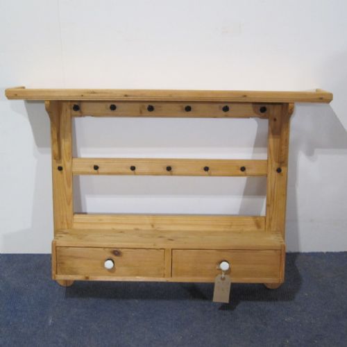 fig 1. Antique Country Kitchen Wall Hanging Open Shelf & Hooks c.1920