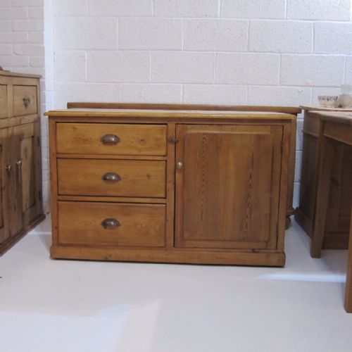 Small Victorian Pine Sideboard with 3 Drawers