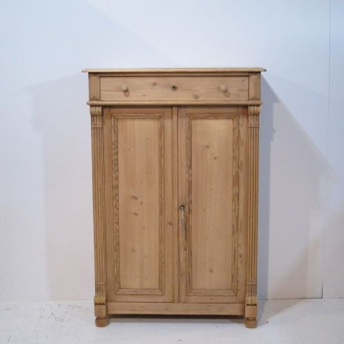Slender Antique Pine Linen Storage Cupboard - Vertigo