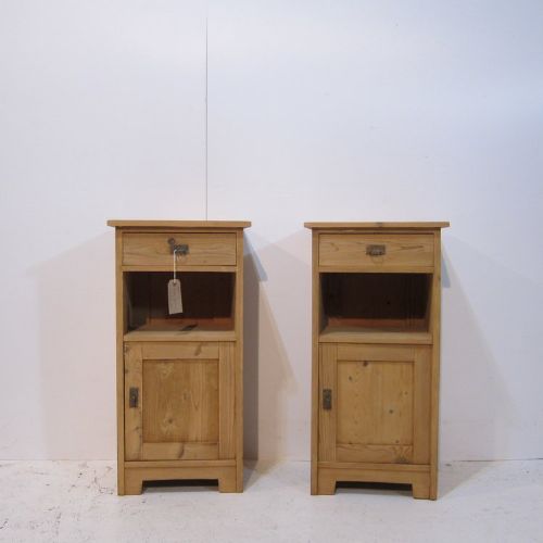 Matching Pair of Antique Pine Bedside Cupboards